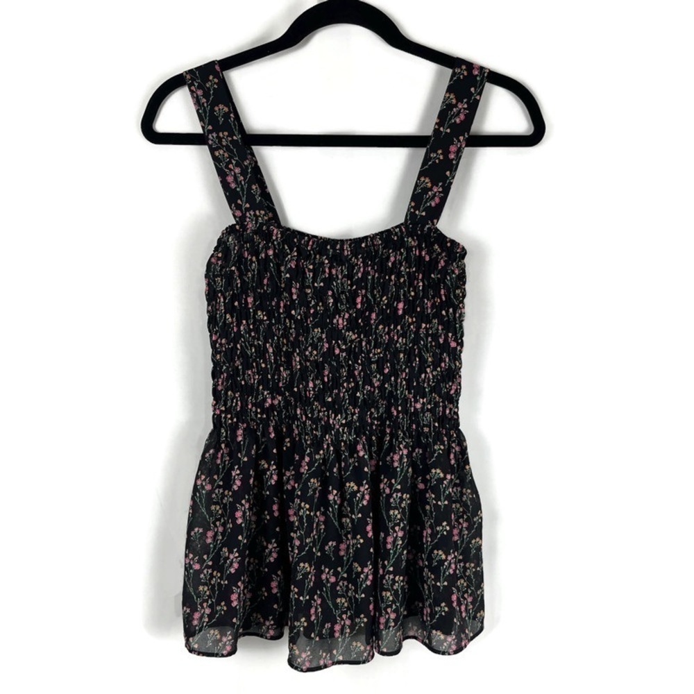 Whimsigoth Black Pink Ditzy Floral Print Camisole Tank Top Size Small Fairy Cute